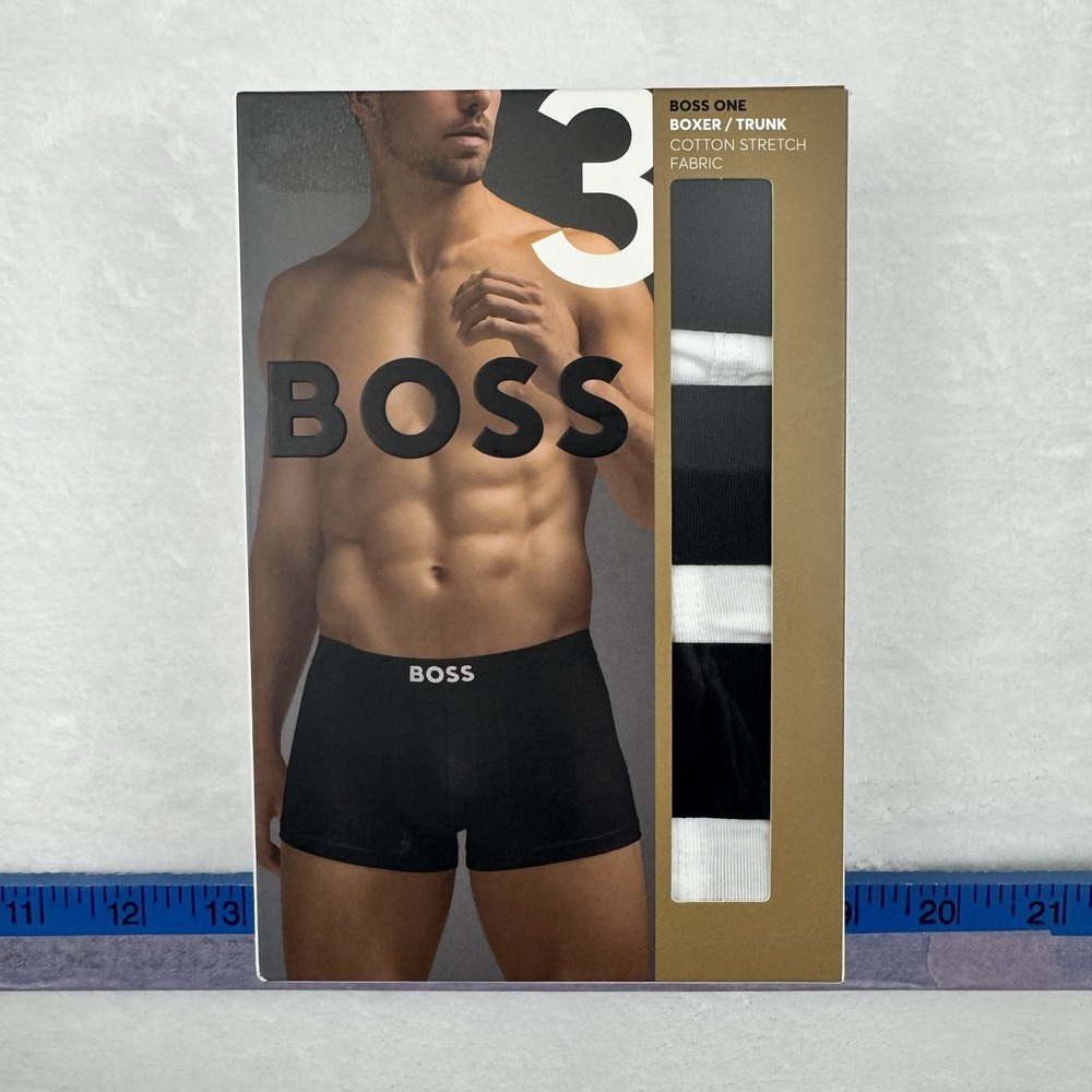 Hugo Boss Boss One Mens 3-Pack Boxer Trunks XXL Black White Cotton Stretch NEW